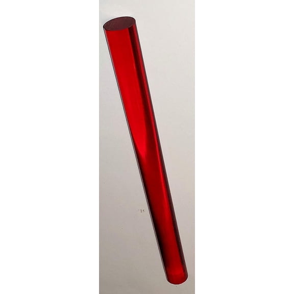 Diameter x 12" Long RED Clear Translucent Extruded Plexiglass Rod - 25.4mm x 304.8mm