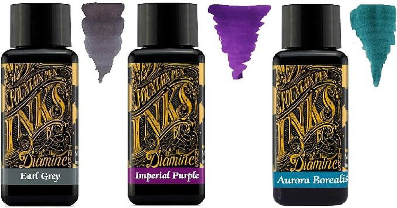 Diamine Fountain Pen Ink 3-Pack - 30ml Bottles In Majestic Blue, Amaranth & Autumn Oak
