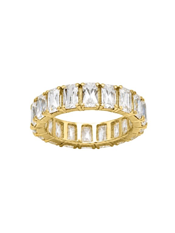 Lab-Grown Diamond Eternity Ring for Women | 14K Yellow Gold | Emerald Cut | Prong Setting | F Color, VS+ Clarity | 7.00 Total Carat Weight