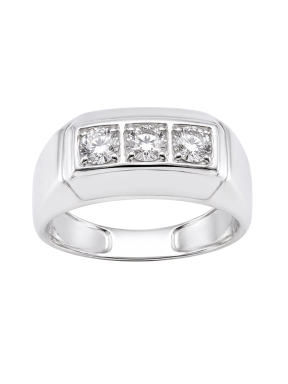 Lab-Grown Diamond Men's Ring for Men | Sterling Silver | Round Cut | Prong Setting | F Color, VS+ Clarity | 1.00 Total Carat Weight | Anniversary, Wedding, Birthday Gift