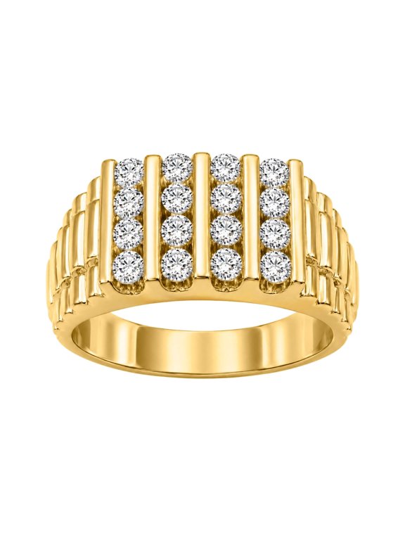 Lab-Grown Diamond Men's Ring for Men | 14K Yellow Gold | Round Cut | Channel Setting | F Color, VS+ Clarity | 1.00 Total Carat Weight