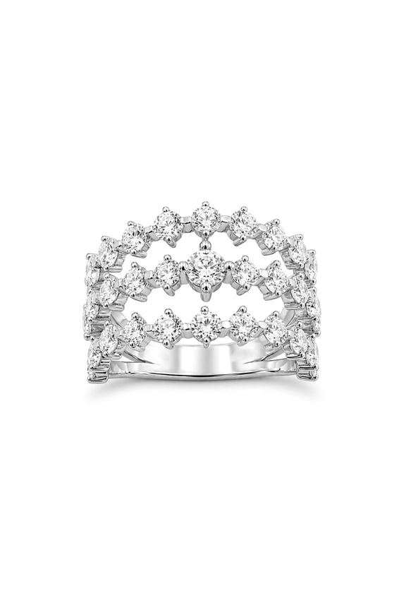 Lab Grown Diamond Ring for Women | Sterling Silver | Round Cut | Prong | F Color, VS+ Clarity | 3.00 Total Carat Weight | Anniversary, Wedding, Birthday Gift