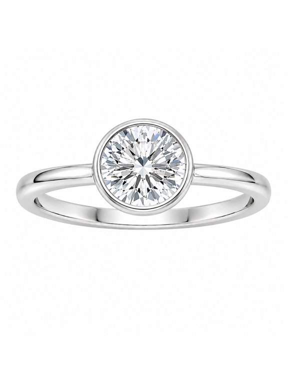 Lab-Grown Diamond Solitaire Bezel Set Ring for Women | 14K White Gold | Round Cut | Bezel Setting | F Color, VS+ Clarity | 4.00 Total Carat Weight
