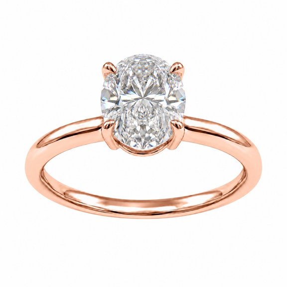 Diamonair Lab-Grown Diamond Solitaire Ring for Women | 14K Rose Gold | Oval Cut | Prong Setting | F Color, VS+ Clarity | 1.00 Total Carat Weight