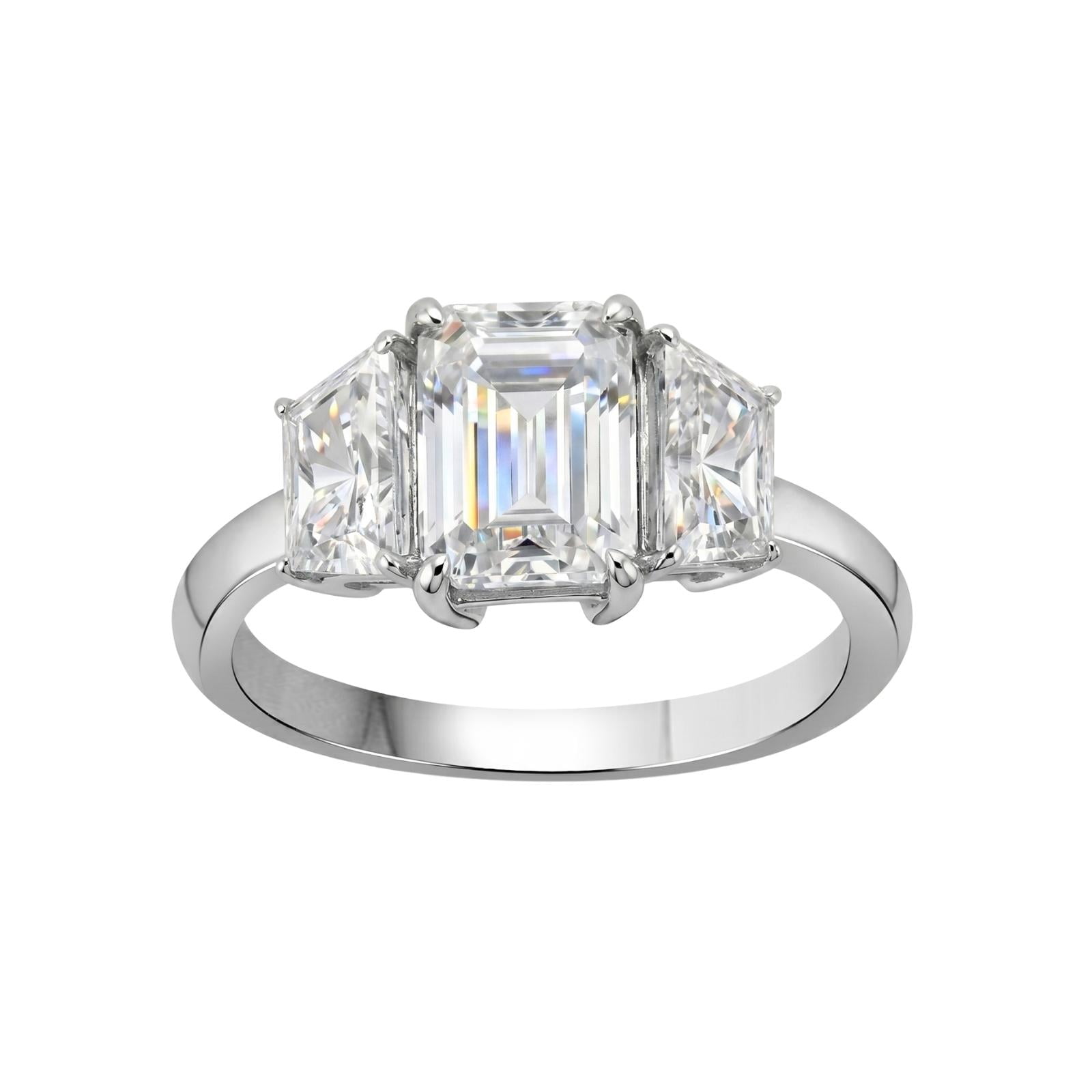 Diamonair 3.00 CT Emerald Cut F/VS+ Lab Grown Diamond 14K Gold ...