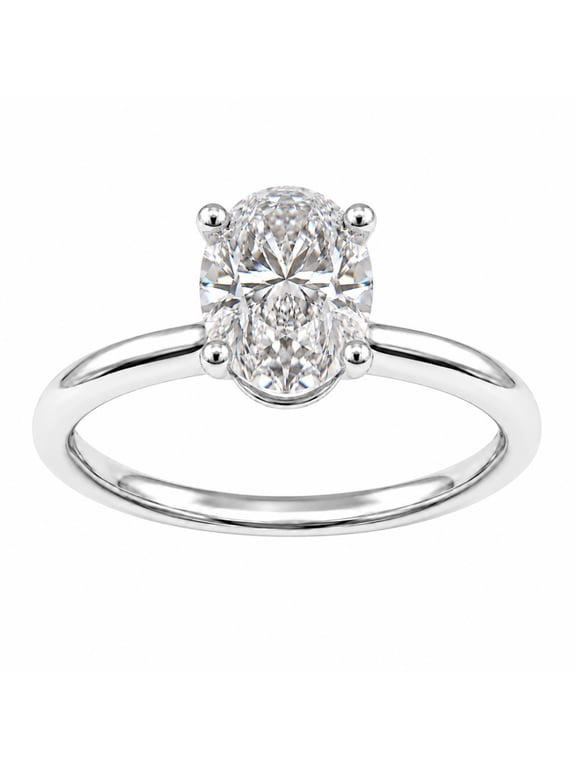 Lab-Grown Diamond Solitaire Ring for Women | 14K White Gold | Oval Cut | Prong Setting | F Color, VS+ Clarity | 1.00 Total Carat Weight