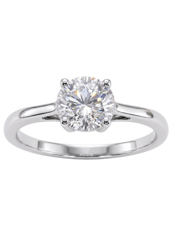 Lab-Grown Diamond Solitaire Ring for Women | 14K White Gold | Round Cut | Prong Setting | F Color, VS+ Clarity | 1.00 Total Carat Weight