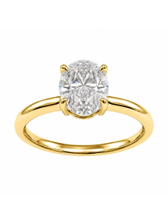 Lab-Grown Diamond Solitaire Ring for Women | 14K Yellow Gold | Oval Cut | Prong Setting | F Color, VS+ Clarity | 1.00 Total Carat Weight