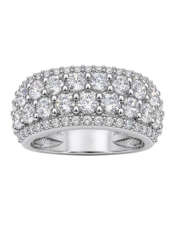 Lab Grown Diamond Statement Ring for Women | Sterling Silver | Round Cut | Prong Setting | F Color, VS+ Clarity | 3.00 Total Carat Weight | Anniversary, Wedding, Birthday Gift