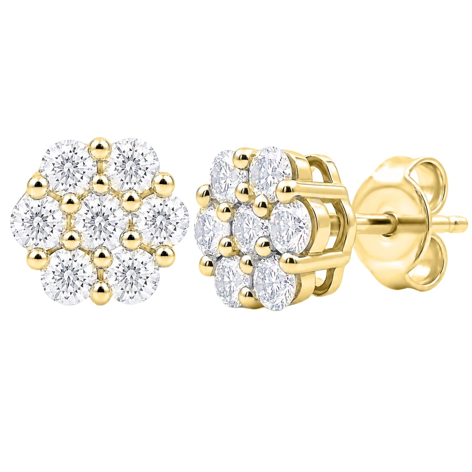 1.00ctw Round Cut F/VS+ Lab Grown Diamond Stud Earrings 925 Sterling ...