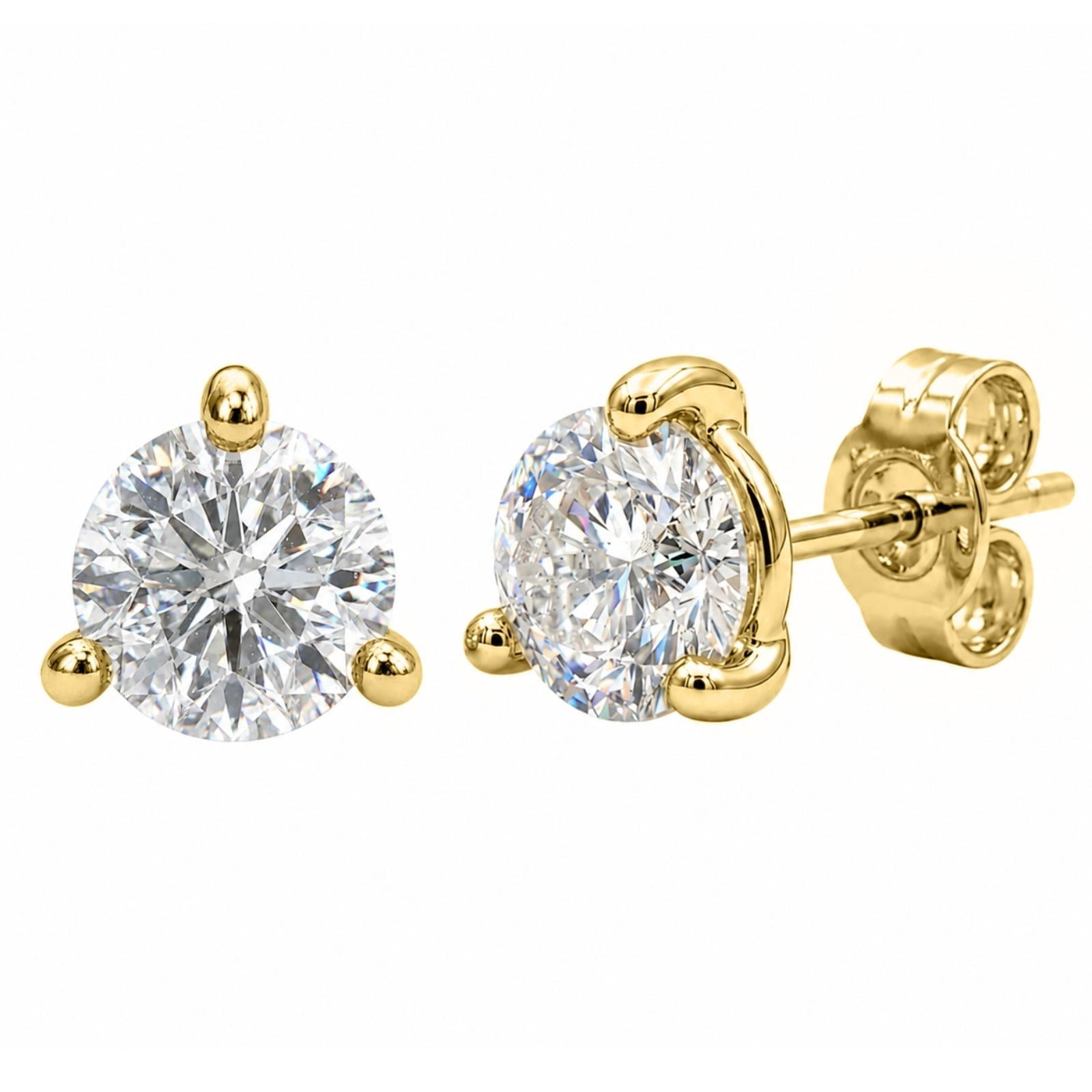 1.00ctw Round Cut F/VS+ Lab Grown Diamond Stud Earrings 925 Sterling ...