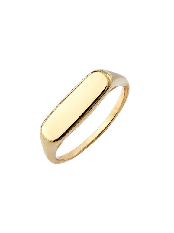 14K Gold Plated Flat Top Signet Ring Size 9, Yellow