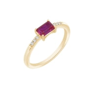 Diamonbliss Emerald Cut Ruby With Lab Grown Diamond Ring