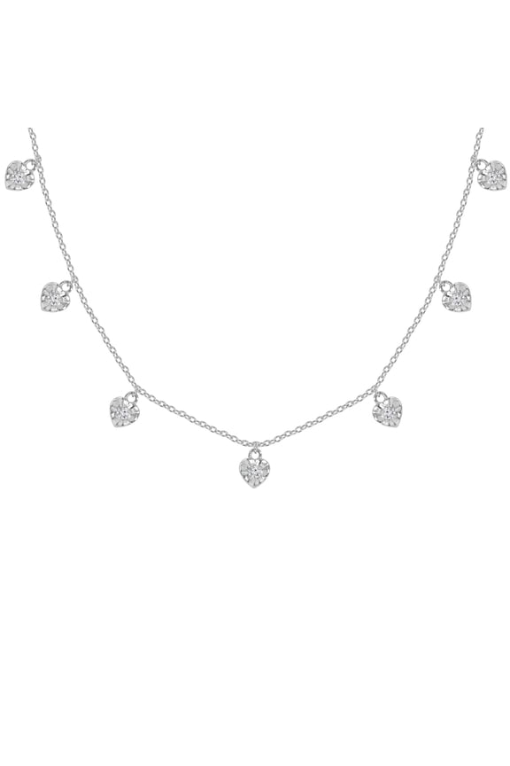 Heart Station Necklace| LAB GROWN DIAMOND Sterling Silver Necklace