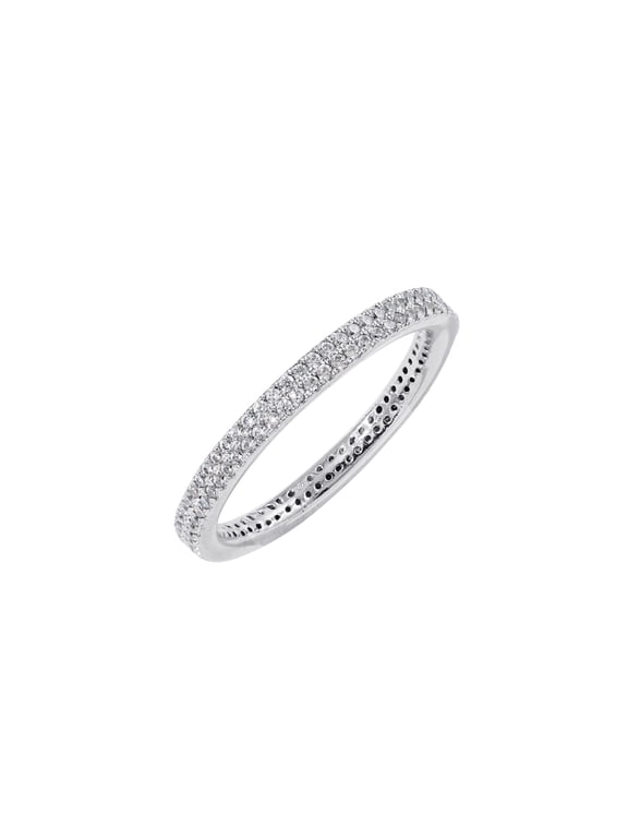 Yellow-tone or White-tone Double Row Pave Stackable Eternity Ring