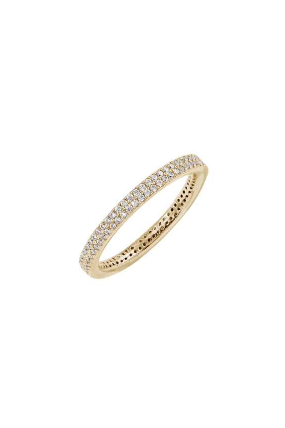 Yellow-tone or White-tone Double Row Pave Stackable Eternity Ring