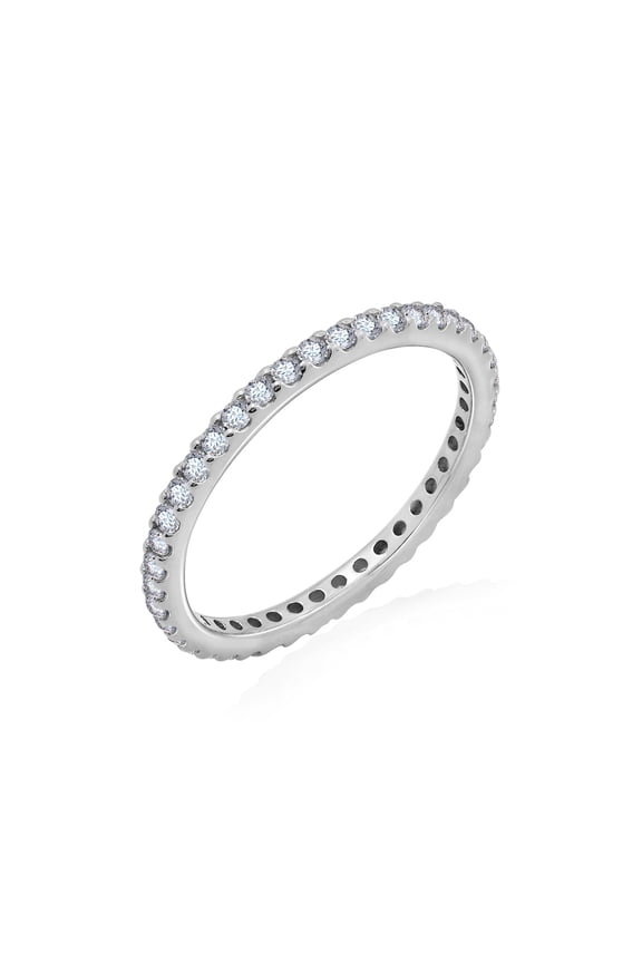 Yellow-tone or White-tone Pave Stackable Eternity Ring