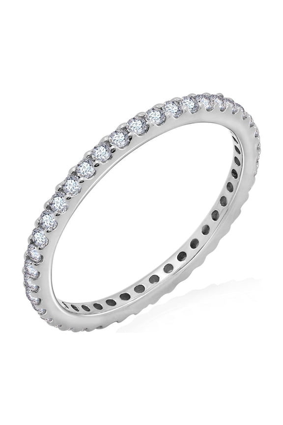 Yellow-tone or White-tone Pave Stackable Eternity Ring