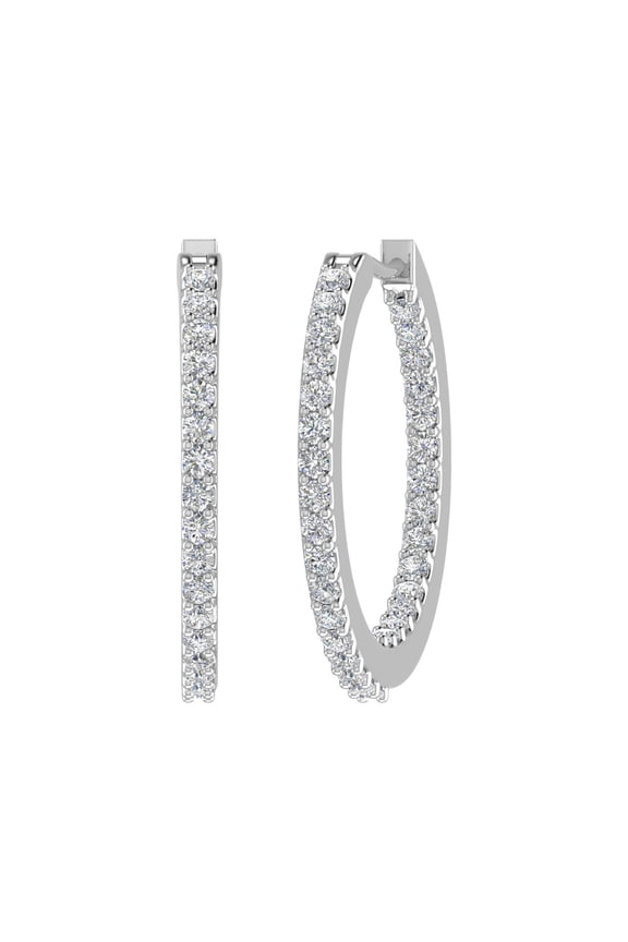 Diamond 1/2 ct Inside Out Hoop Earrings in 14K White Gold (SI1-SI2 Clarity)