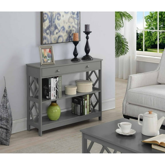 Diamond 1 Drawer Console Table, Gray