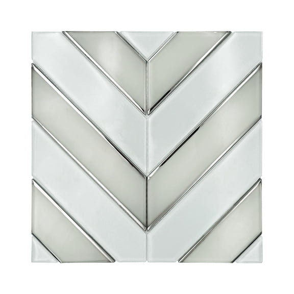 Diamond 12-in x 12-in Pattern Chevron with Metallic Edge Glass Mosaic Wall Tile(10-sq. ft/ Box)