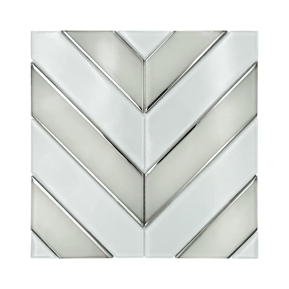 Diamond 12-in x 12-in Pattern Chevron with Metallic Edge Glass Mosaic Wall Tile(10-sq. ft/ Box)