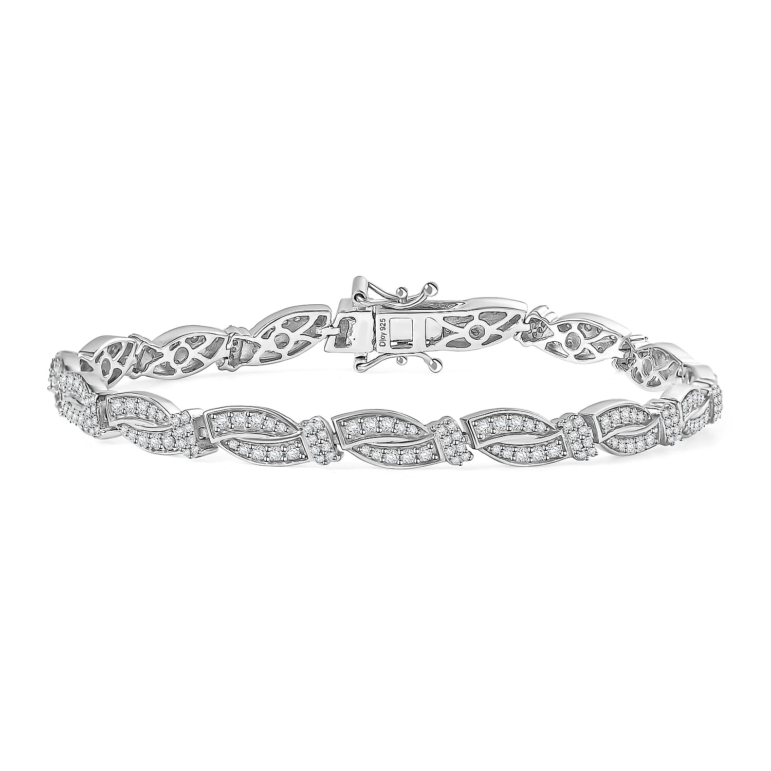 Diamond 2.00 ctw Bracelet in Rhodium Over Sterling Silve 7.25 In Gifts