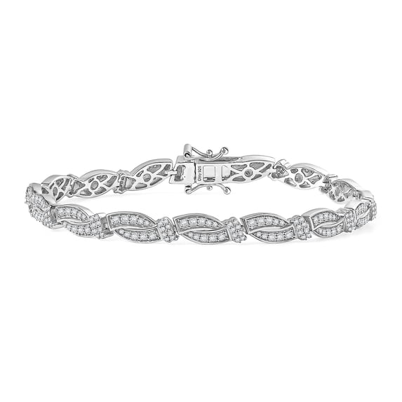 Diamond 2.00 ctw Bracelet in Rhodium Over Sterling Silve 7.25 In Gifts