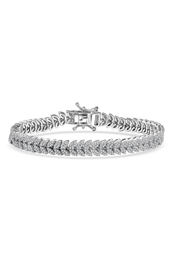 Diamond 2.50 ctw Frozen Leaf Bracelet in Rhodium Over Sterling Silver 7.25 In Christmas Gifts