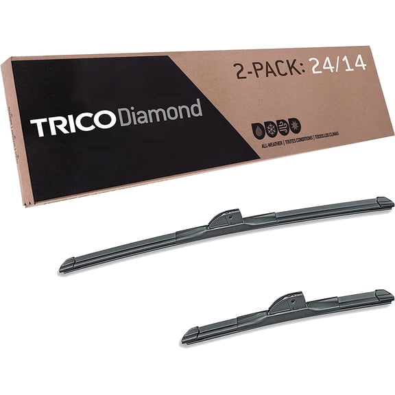 Diamond 24" + 14" Super Premium Automotive Replacement Windshield Wiper Blades (Set of 2), Passenger and Driver Side All-Weather Beam Wiper Blades for Select Vehicle Models (Item #25-2414)