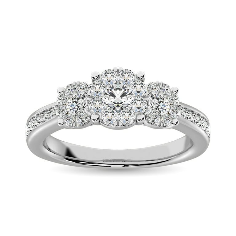 3-Stone Diamond Engagement Ring 3/4 ct tw Round-cut 14K White Gold