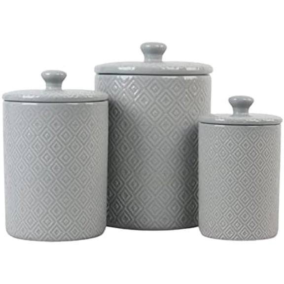 Diamond 3 Piece Canister Set, Gray