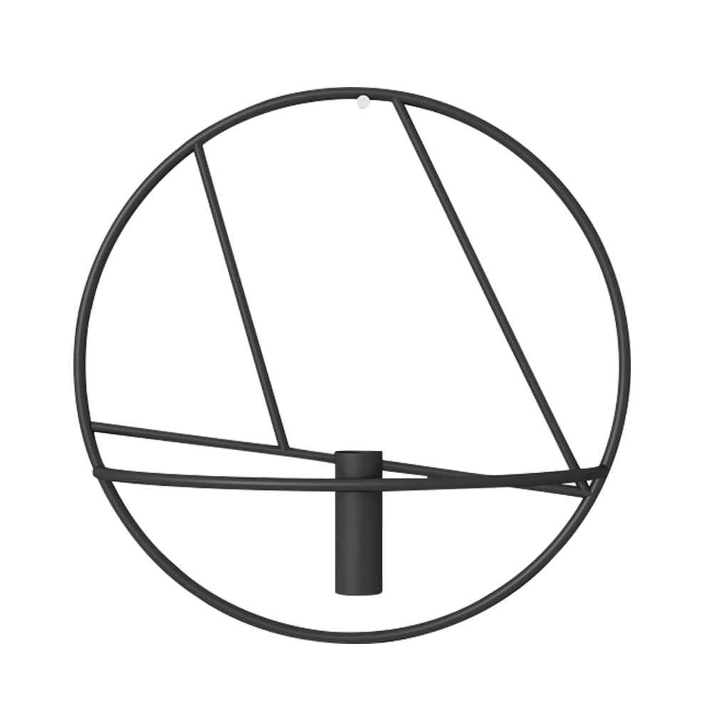 Diamond 3D Circle Modern Candle Holder Metal Wall Hanging Decor Candlestick (Black)