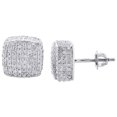 thumbnail image 1 of Diamond 3D Cube Studs Mens 10K White Gold Round Pave Square Earrings 1.25 CT., 1 of 5