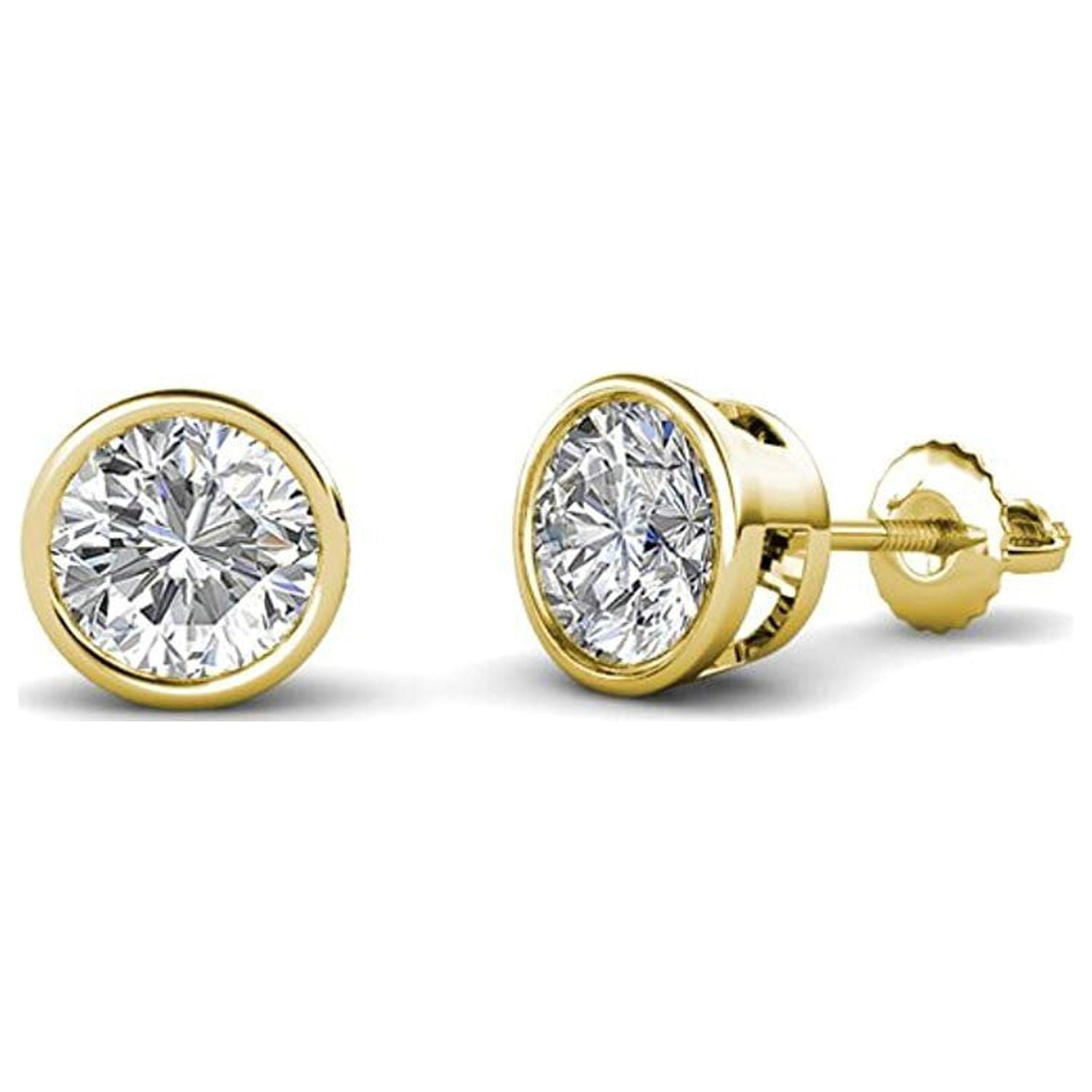 Round Brilliant 0.25 ctw VS2 Clarity, I Color Diamond 14kt White Gold  Screwback Stud Earrings