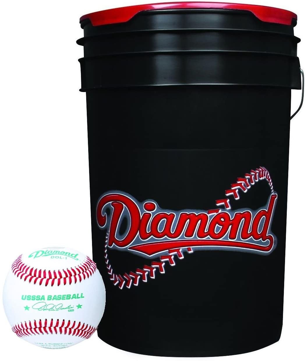 Diamond 6-Gallon Ball Bucket with 60 USSSA DOL-1 Baseballs