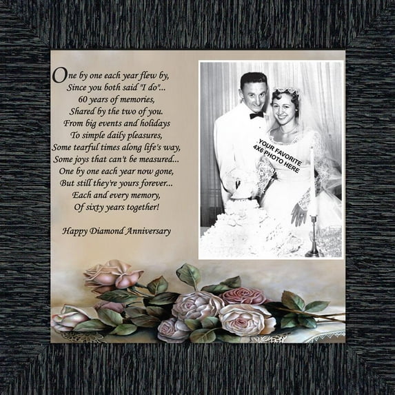 Diamond, 60th Anniversary Picture Frame, Table Decoration for Diamond Anniversary Party,10x10 6782