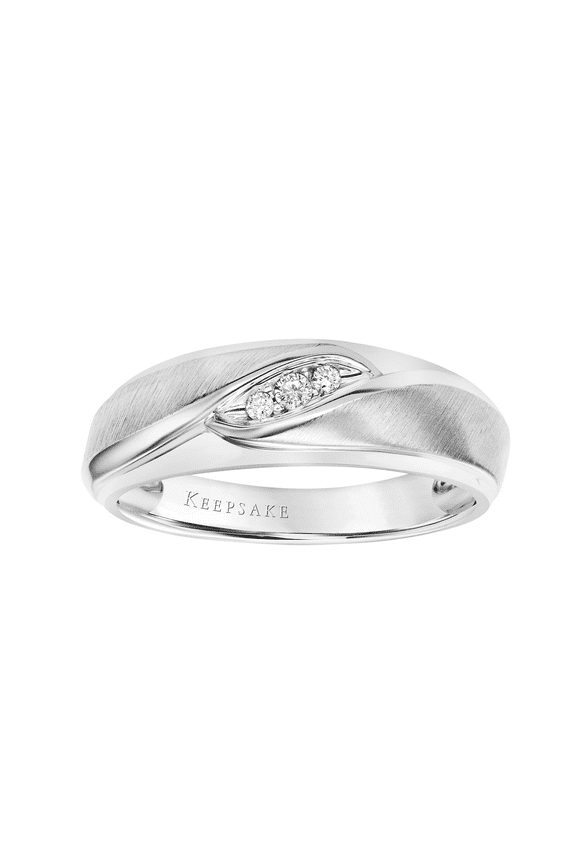 Diamond-Accent 10kt White Gold "Pasadena" Men's Wedding Band by Keepsake