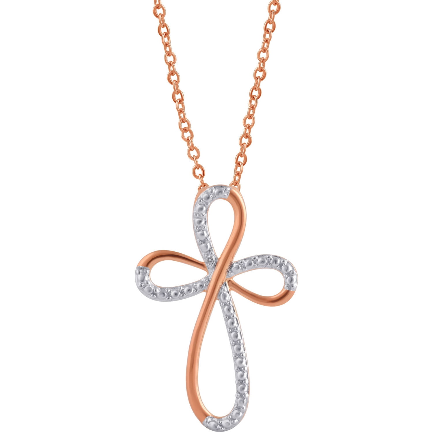 Diamond Accent 14k Rose Tone Cross Penda