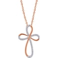 thumbnail image 1 of Diamond Accent 14k Rose Tone Cross Penda, 1 of 2