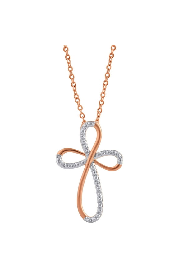 Diamond Accent 14k Rose Tone Cross Penda