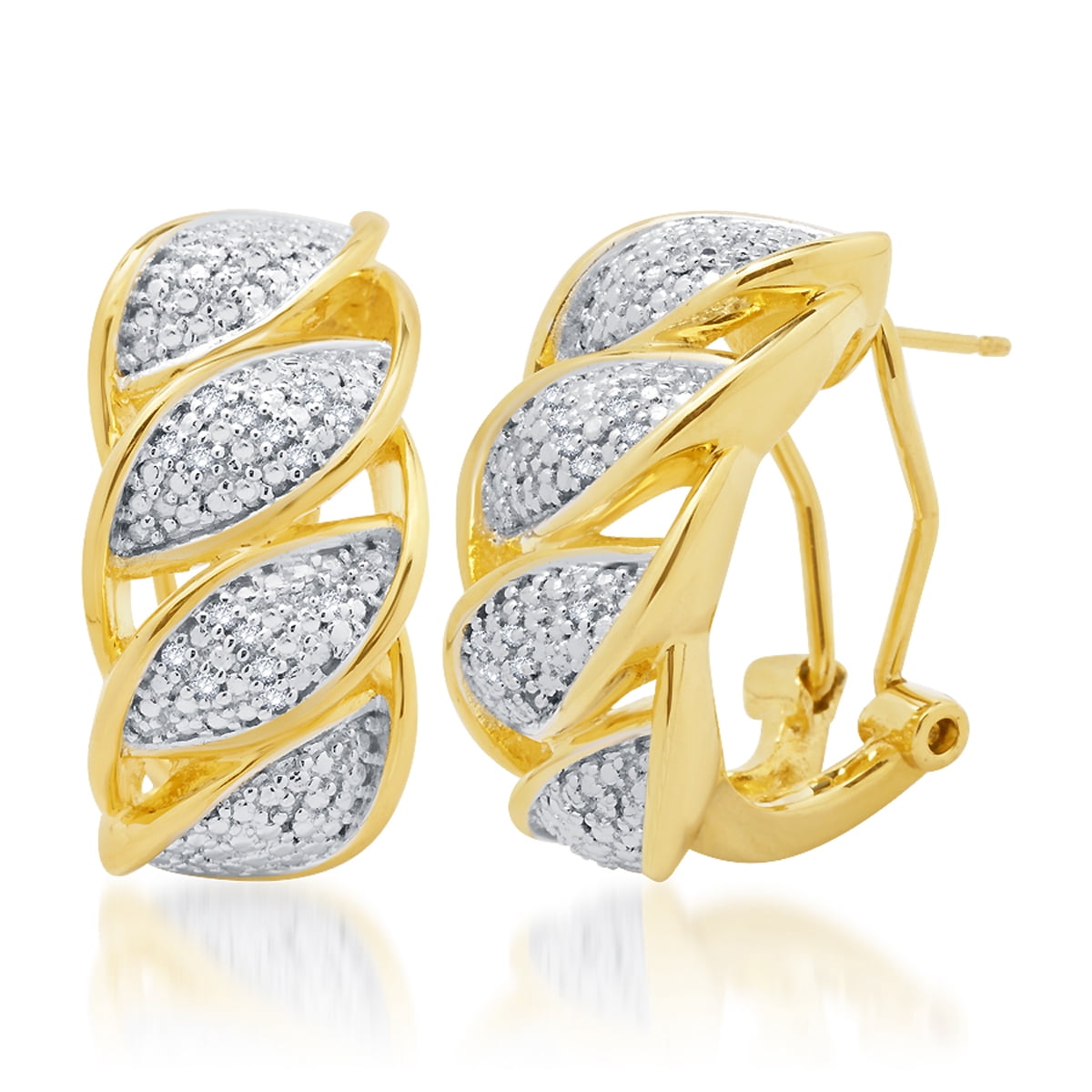 Diamond Accent 14k Yellow Gold Tone Huggies Hoop Earrings