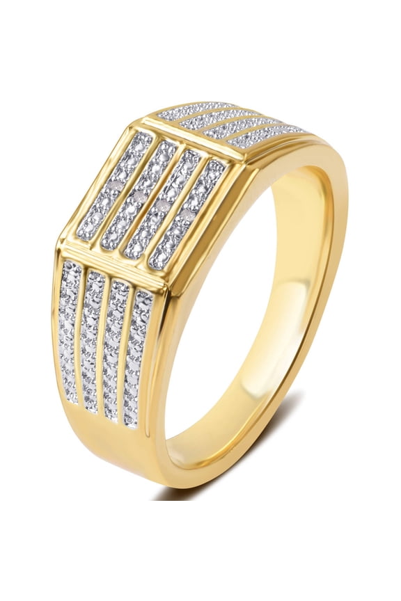 Diamond Accent 14kt Gold Flash Plated Brass Wide Men's Ring