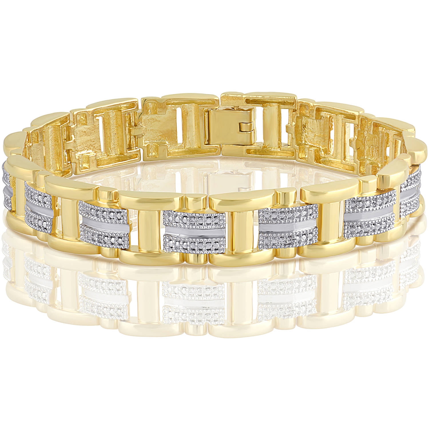 Diamond Accent 14kt Gold Flash Plated Men's Bracelet (8.25