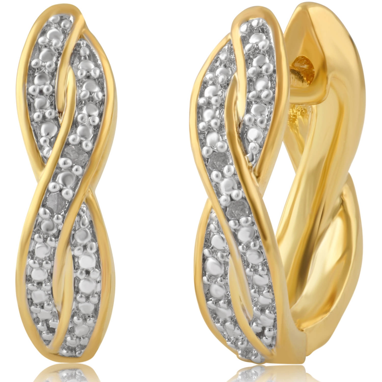Diamond Accent 14kt Gold Plated Infinity Hoop Earrings