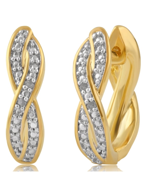 Diamond Accent 14kt Gold Plated Infinity Hoop Earrings