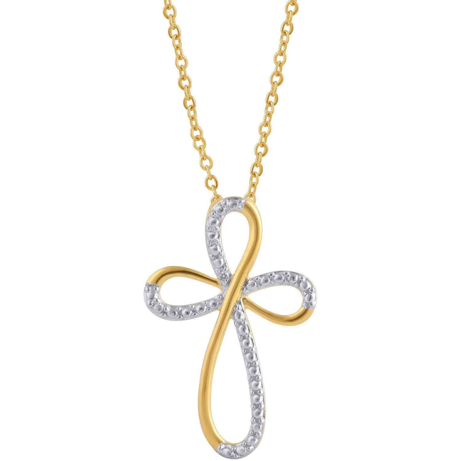 Diamond Accent 14kt Gold Tone Cross Pendant, 18" Chain