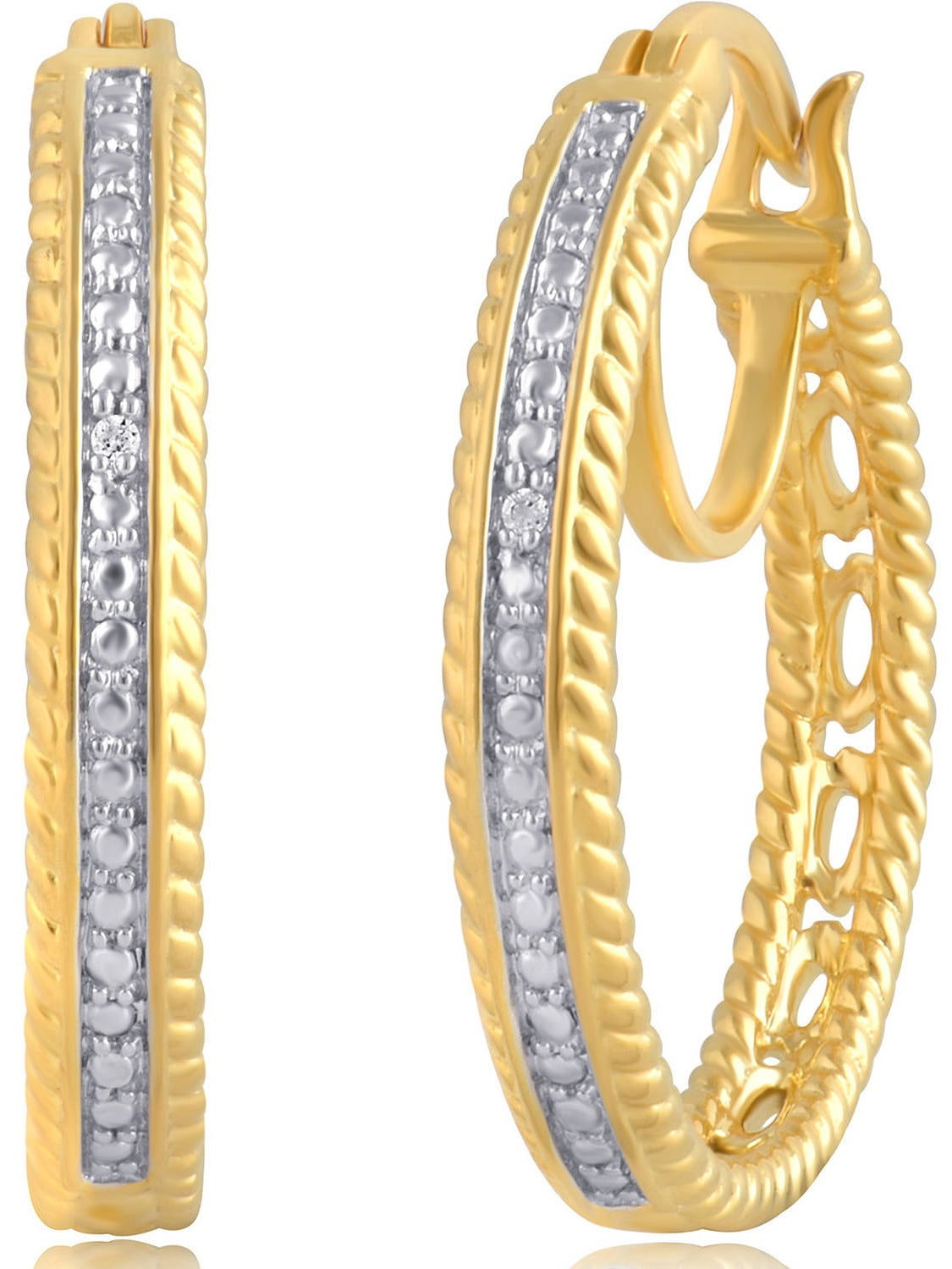 ARISTA Diamond Accent 14kt Gold Tone Huggies Hoop Earrings