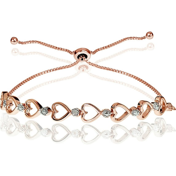 Diamond Accent 14kt Rose Gold-Plated Sterling Silver Adjustable Bracelet