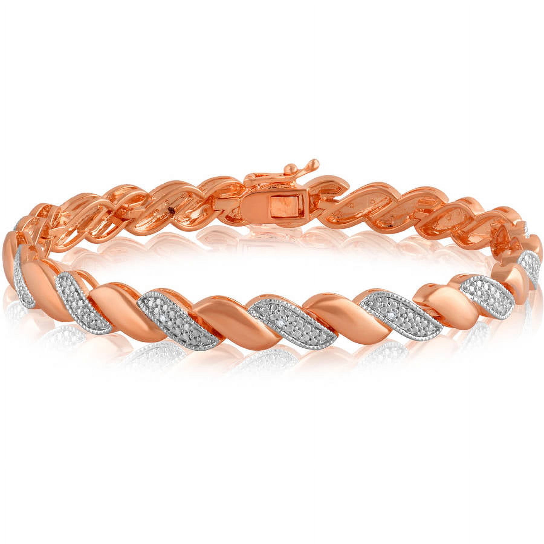 Diamond Accent 14kt Rose-Tone Fashion Bracelet, 7.50"